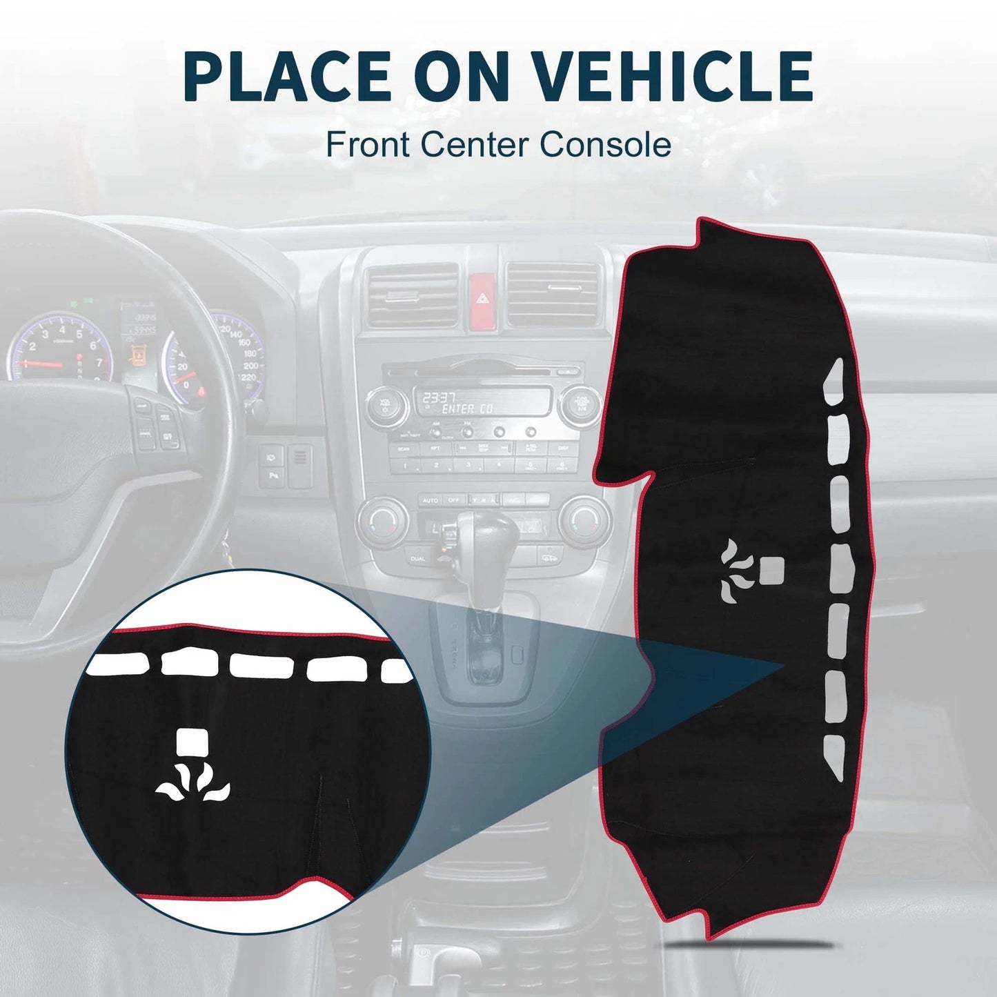 Dashboard Cover Mat for Honda CR-V 2017-2022 Sun Protector Pad Black Red
