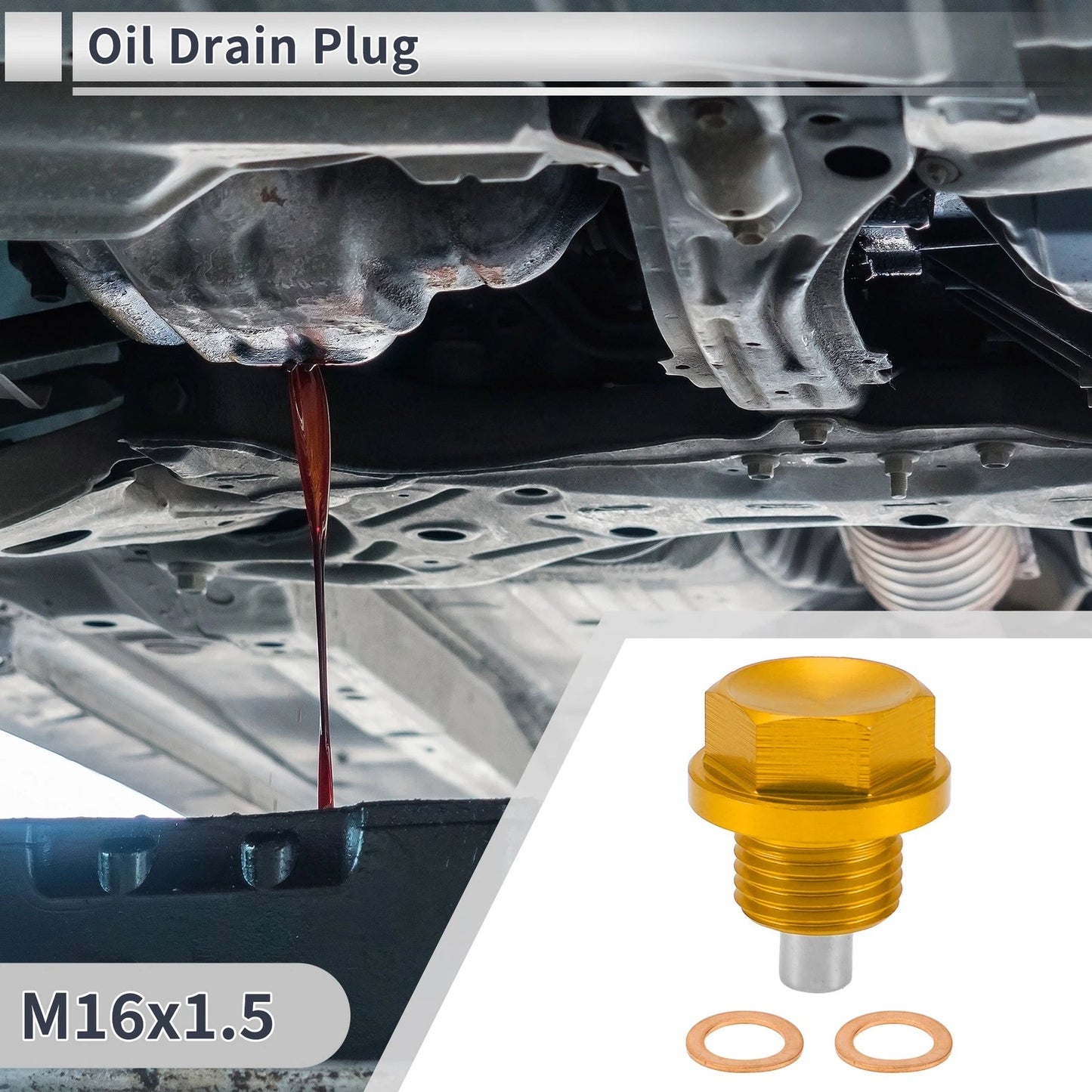 M16x1.5 Engine Oil Drain Plug with Gasket for Car, Motorcycle, Boat