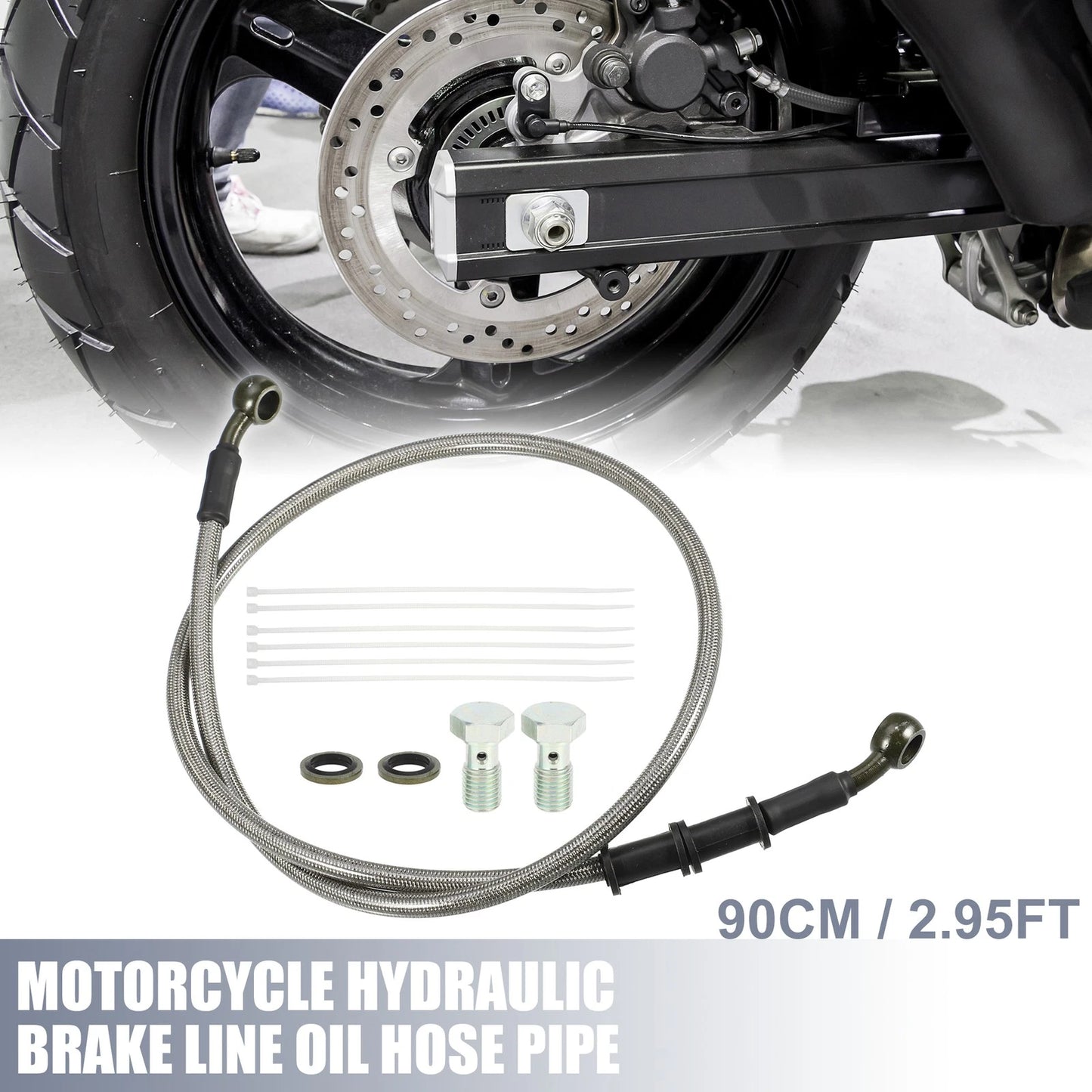 90cm 2.95ft Motorcycle Hydraulic Brake or Clutch Line Hose with Screws