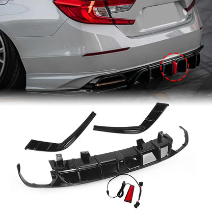 Rear Bumper Diffuser Lip + LED Lights for Honda Accord (2018-2022)