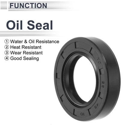 Oil Seal 28x48x10mm Rotary Shaft Seal TC Ring Nitrile Rubber Black 5 Pcs