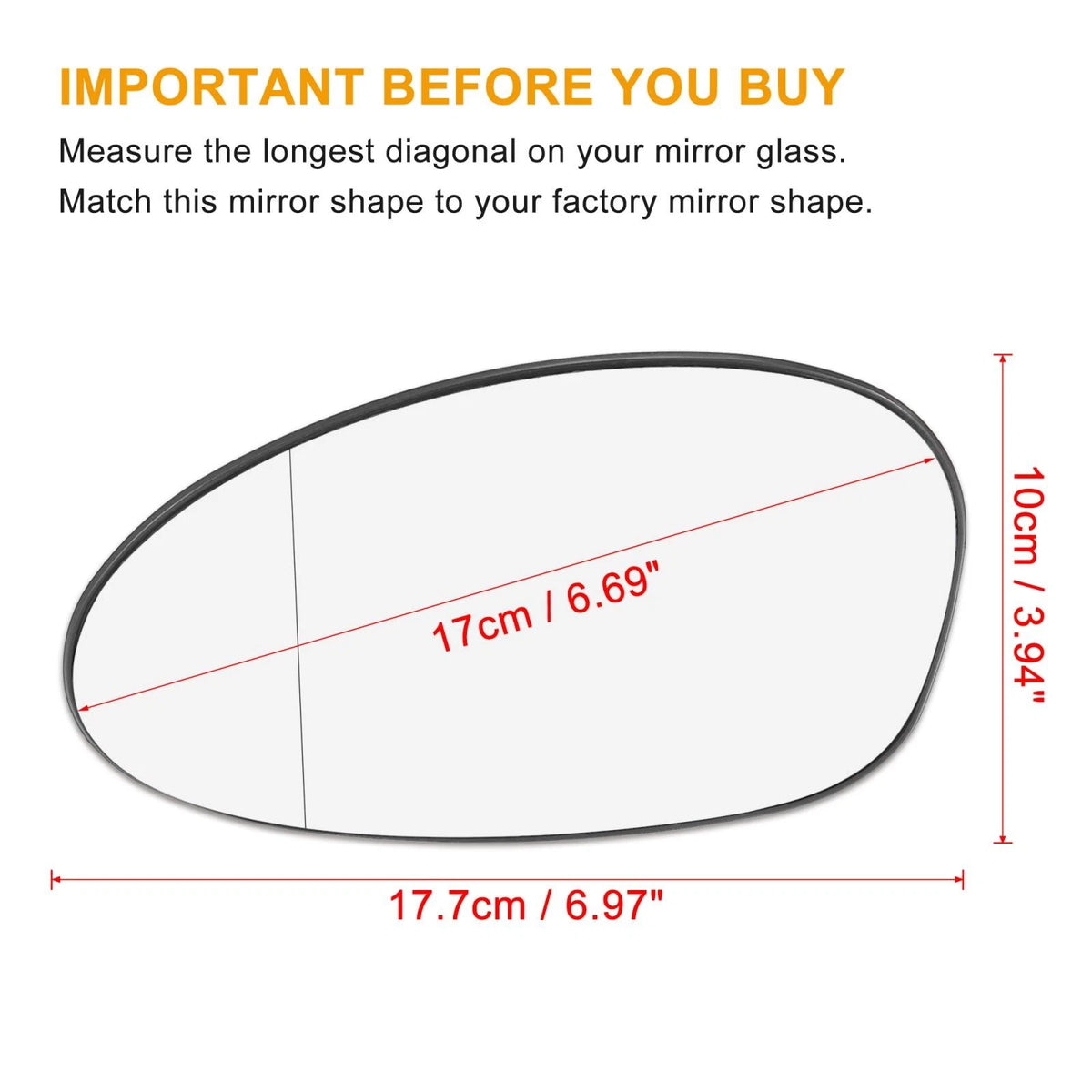 Backing Mirror Glass Heated LH for BMW 335i 128i 135i (2007-2013)