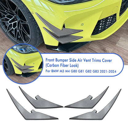 4 x Carbon Look Front Side Air Vent Trims for BMW M3 M4 G80 G81 G82 G83 (2021-2024)