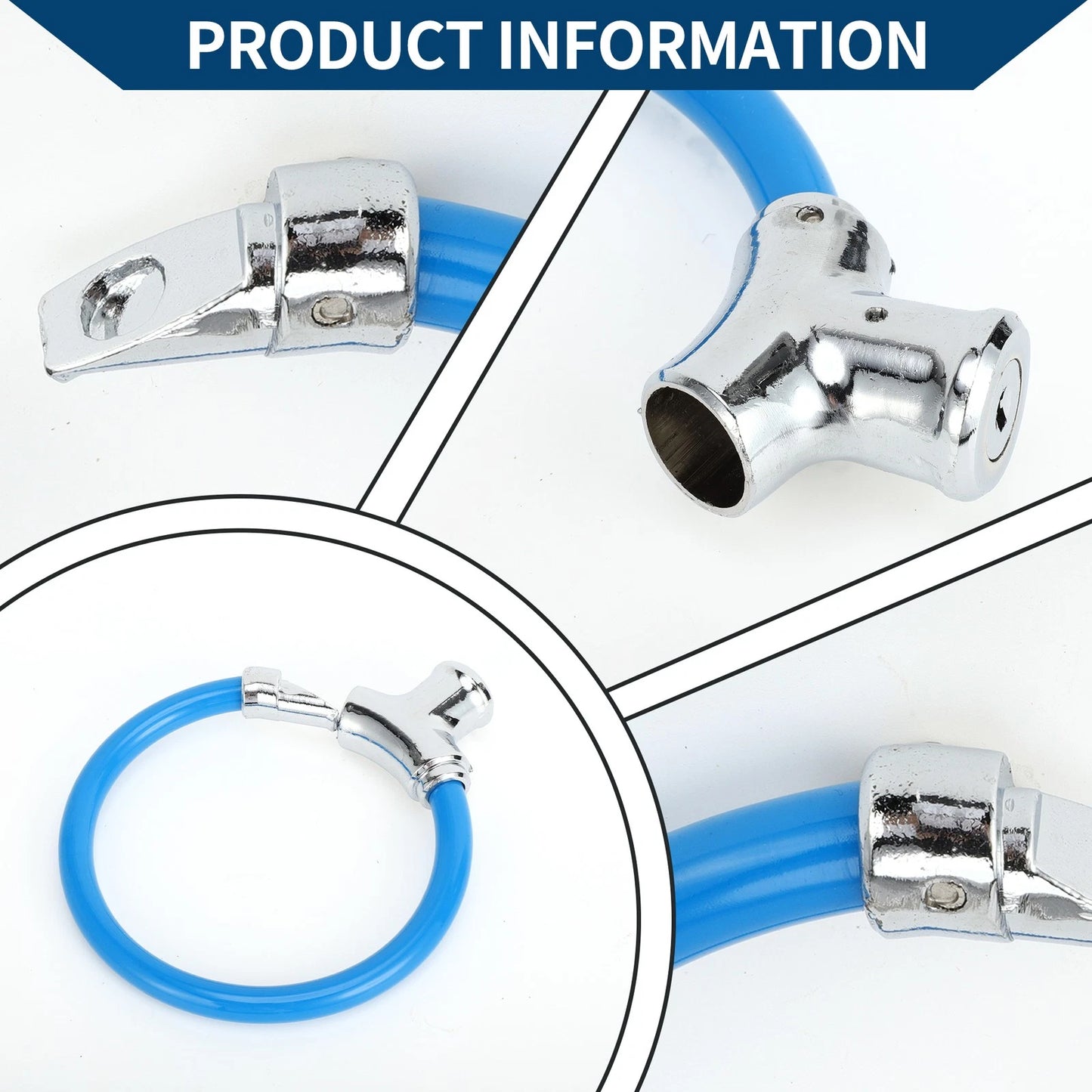 Portable 42cm Anti-Theft Bicycle Lock Mini Ring Lock for Bike - Blue