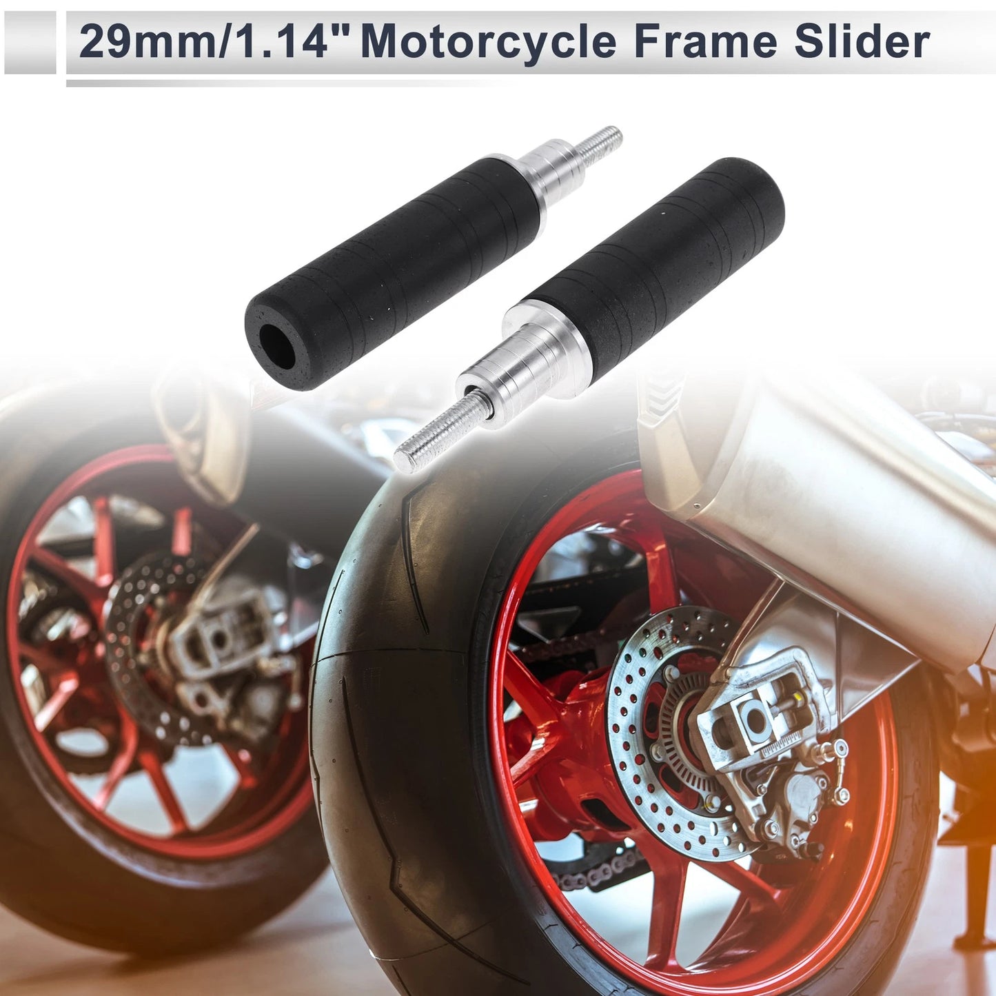 2 x 0.67" Aluminum Alloy Plastic Motorcycle Slider Frame Silver Tone