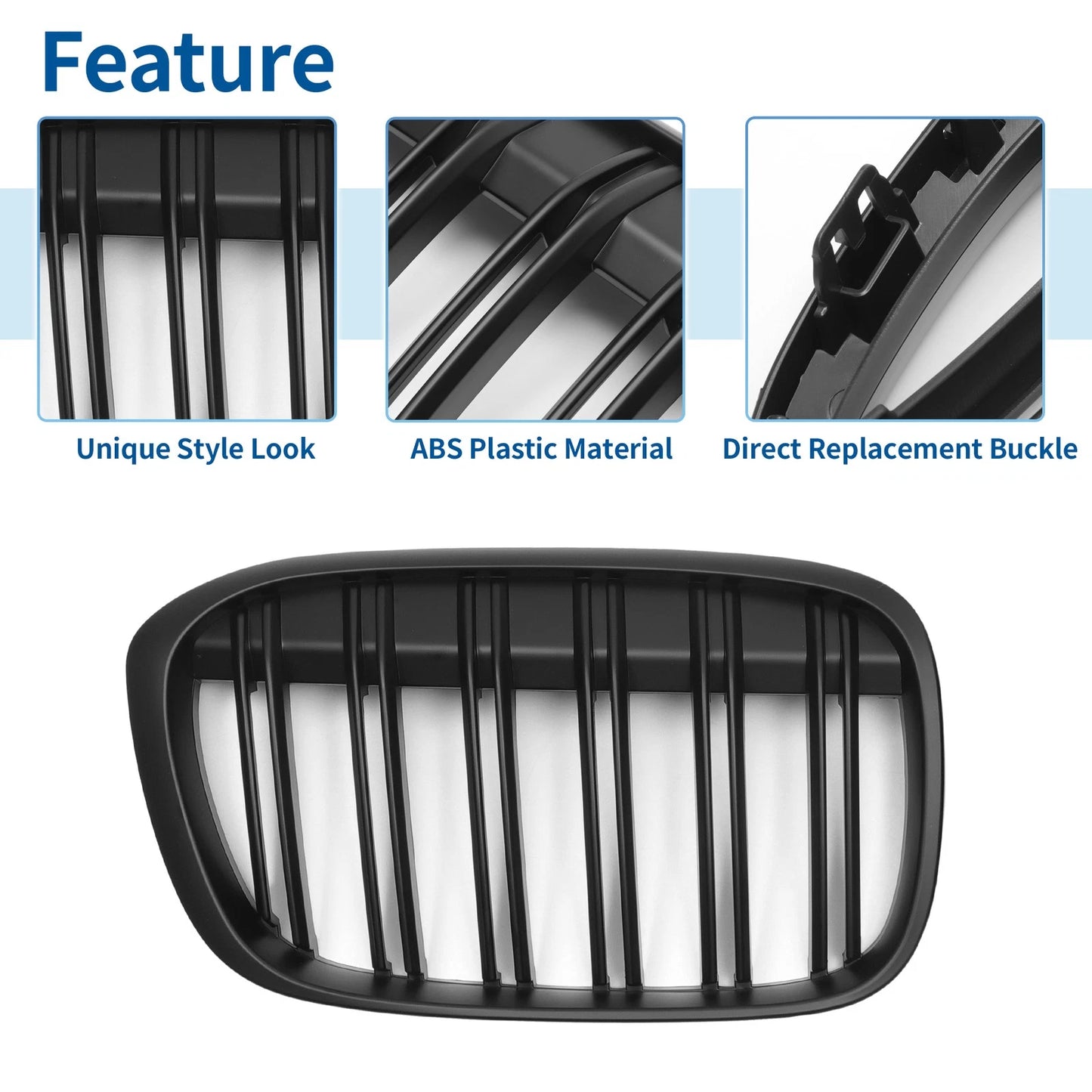 Front Upper Bumper Grille for BMW X1 F48 2016-2022 Matte Black ()