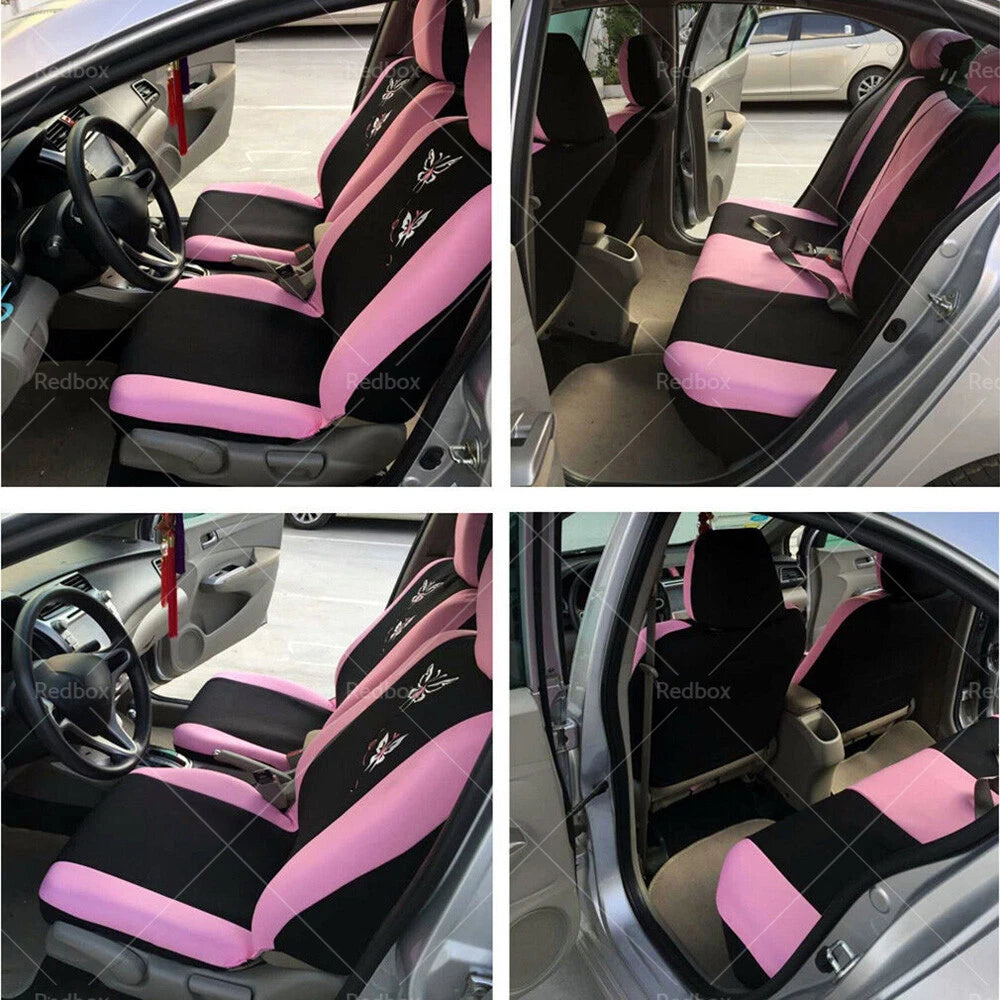 Universal Pink Car Seat Covers  Butterfly for Sedan Truck SUV