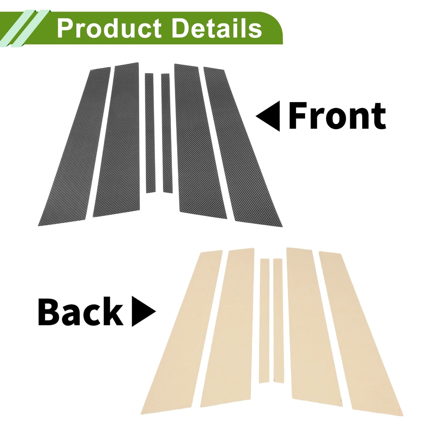 6 Pcs Door Pillar Window Trim for BMW 5-Series (2018-2023) Carbon Fiber Black