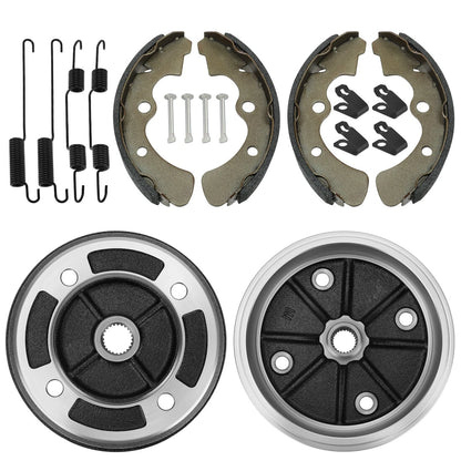 2 x Front Wheel Brake Drum Hub & Brake Shoes for Kawasaki KAF620 KAF950 Mule
