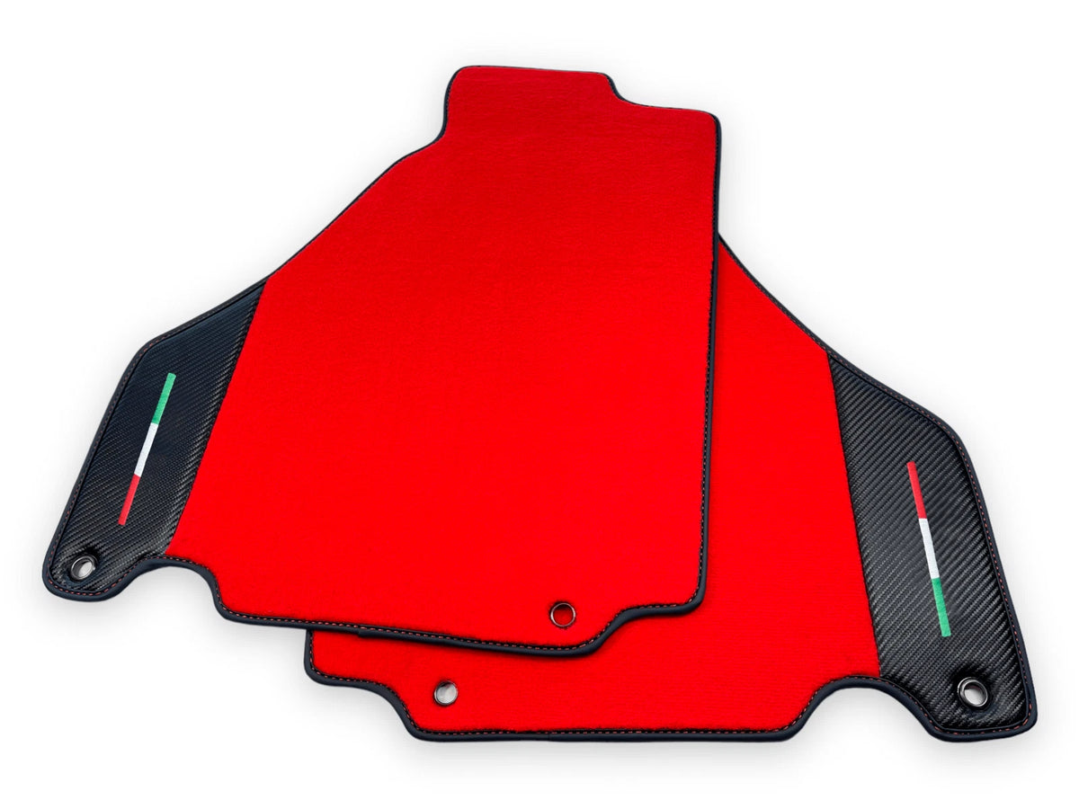 Red Floor Mats for Ferrari 360 Modena with Carbon Fiber Emblem (2000-2005)