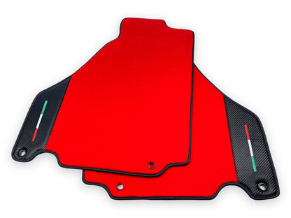 Red Floor Mats for Ferrari 360 Modena with Carbon Fiber Emblem (2000-2005)