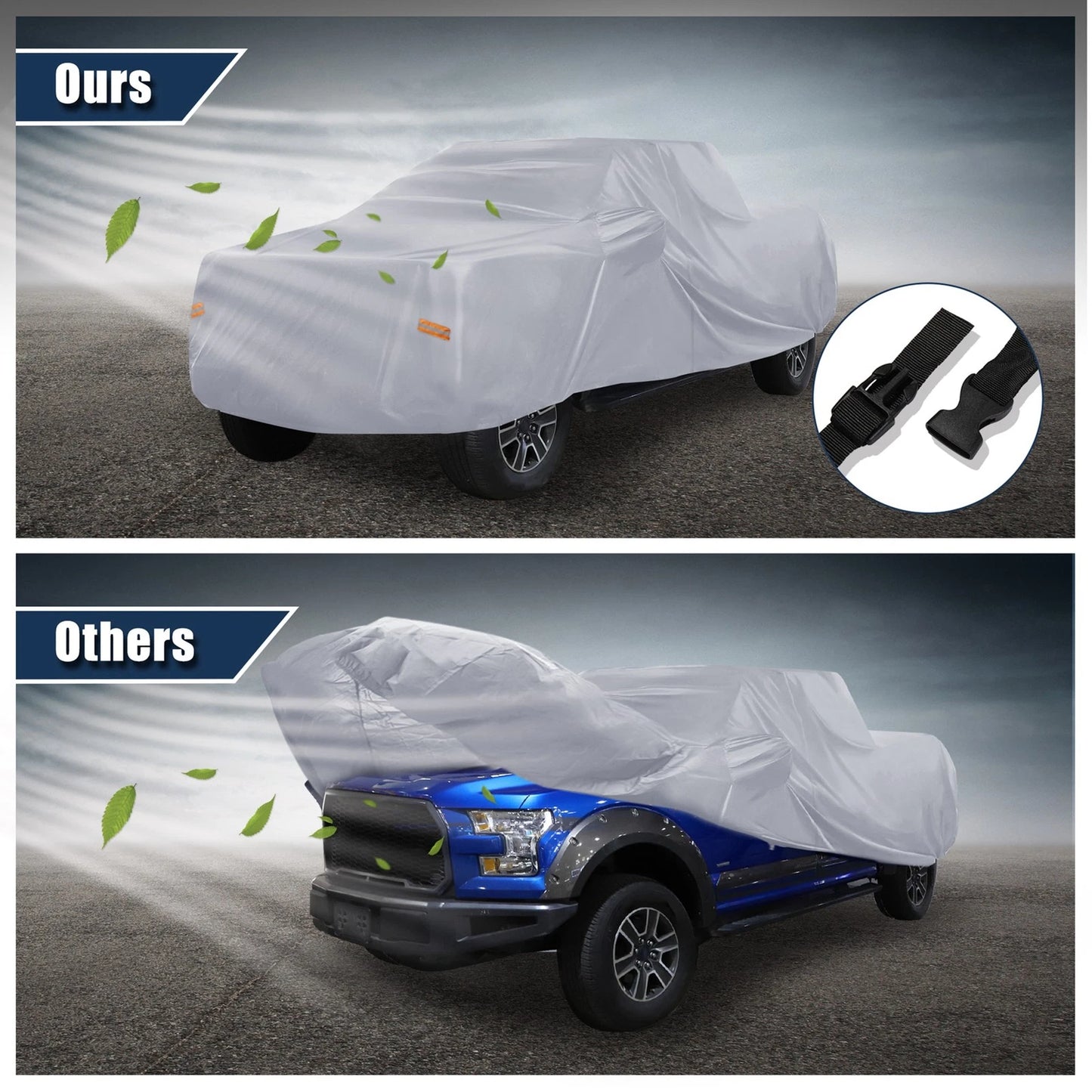Pickup Truck Cover for Ford F150 Crew Cab 4 Door (2004-2021) Gray Sun Rain Protection