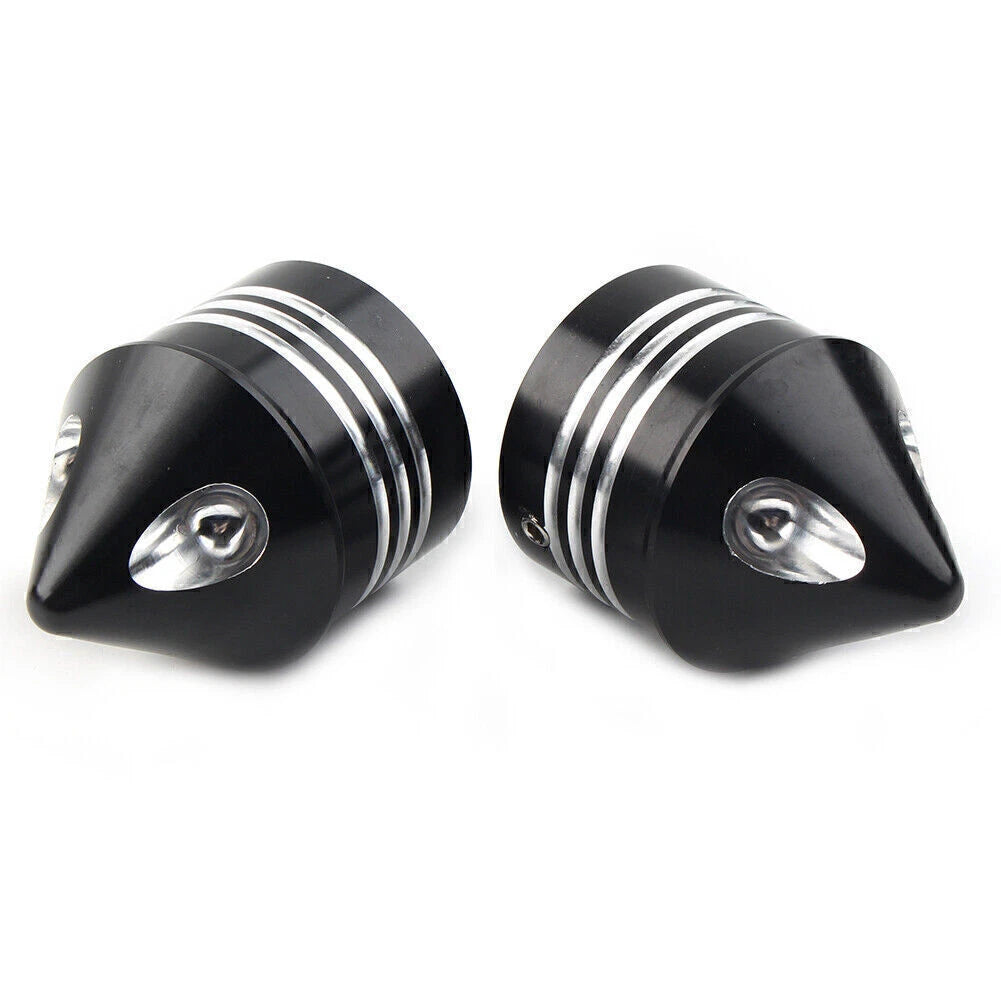 2 x Black Thick Front Axle Nut Covers for Harley Electra Glide Sportster (2000-2023)