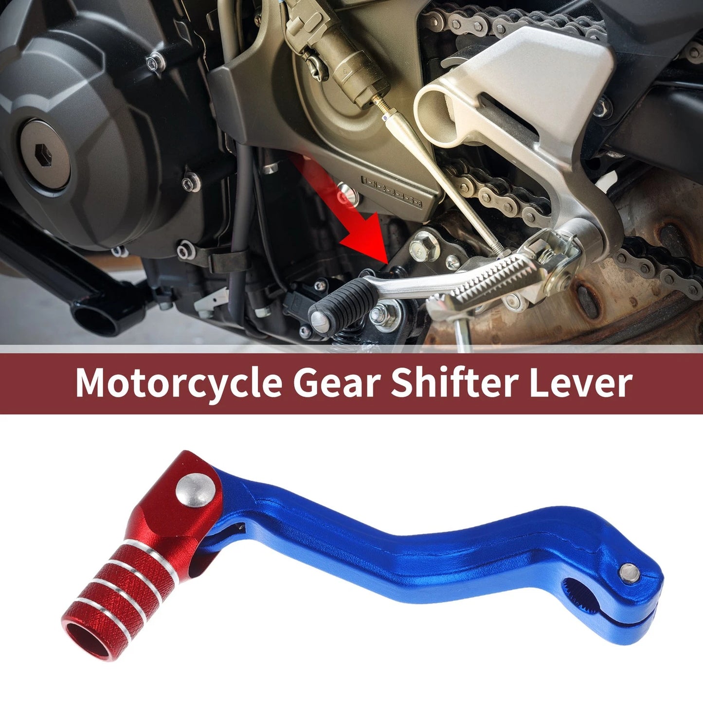 Folding Motorcycle Gear Shifter Lever Blue Red Silver Tone for Kayo T2