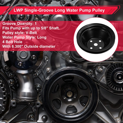 LWP Single-Groove Long Water Pump Pulley for Chevy SBC Small Block (1962-1967)