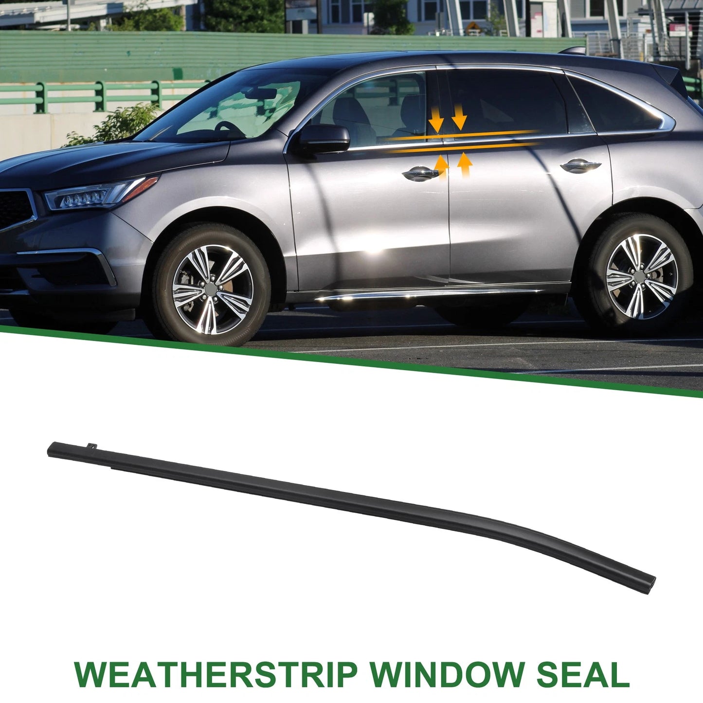 Front Left Weatherstrip Window Seal for Acura Black PVC
