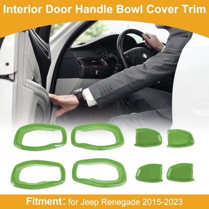 Interior Door Handle Bowl Cover Trim for Jeep Renegade (2015-2023) 4 x Green ABS