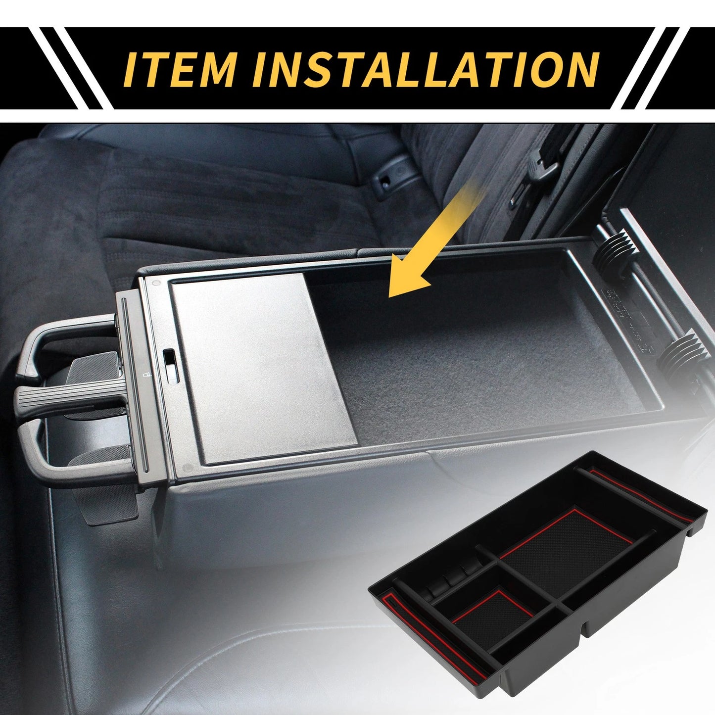 Full Console Bucket Seats Organizer Tray for Chevy Silverado GMC Black Red
