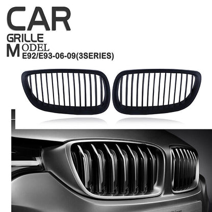 Matte Black Front Kidney Grilles for BMW E92 E93 M3 328i 335i (2006-2009)