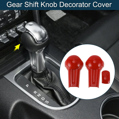 Gear Shift Knob Cover for Ford Mustang 2015-2023 Red Console Decor 1 Set