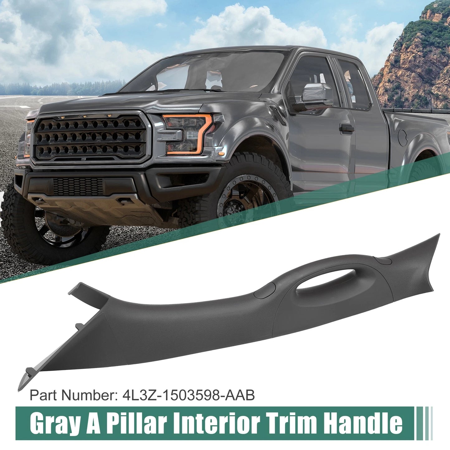 Left Driver Side Interior Trim Handle for Ford F150 (2006-2008) Gray