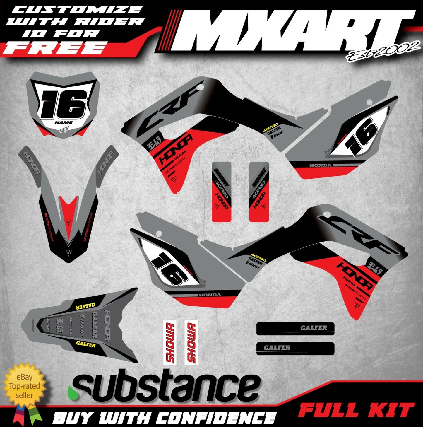 Custom Graphics Decal Kit for Honda CRF 125 (2019-2021)