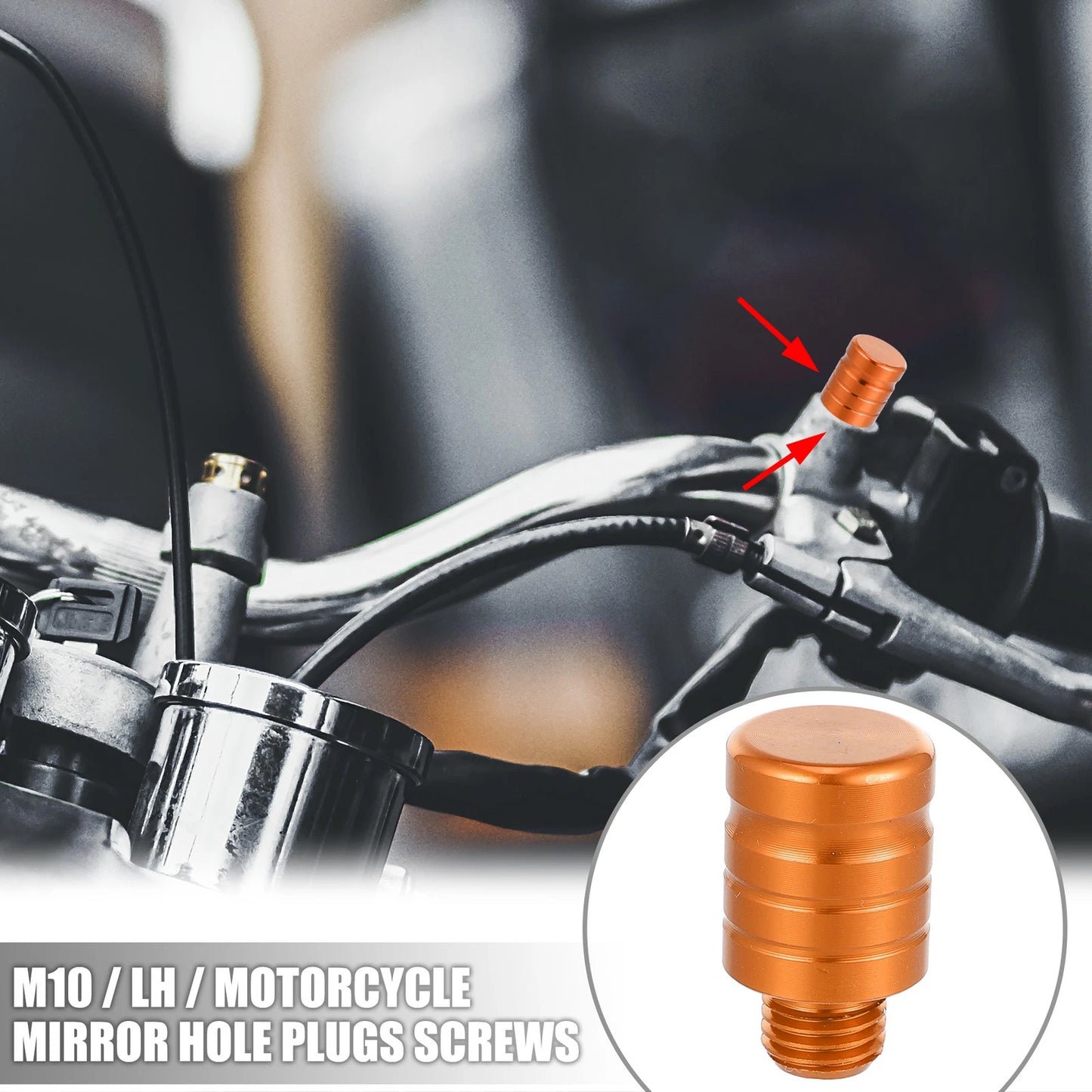 2 x M10x1.25 Left Side Mirror Hole Plug Screw for Motorcycle