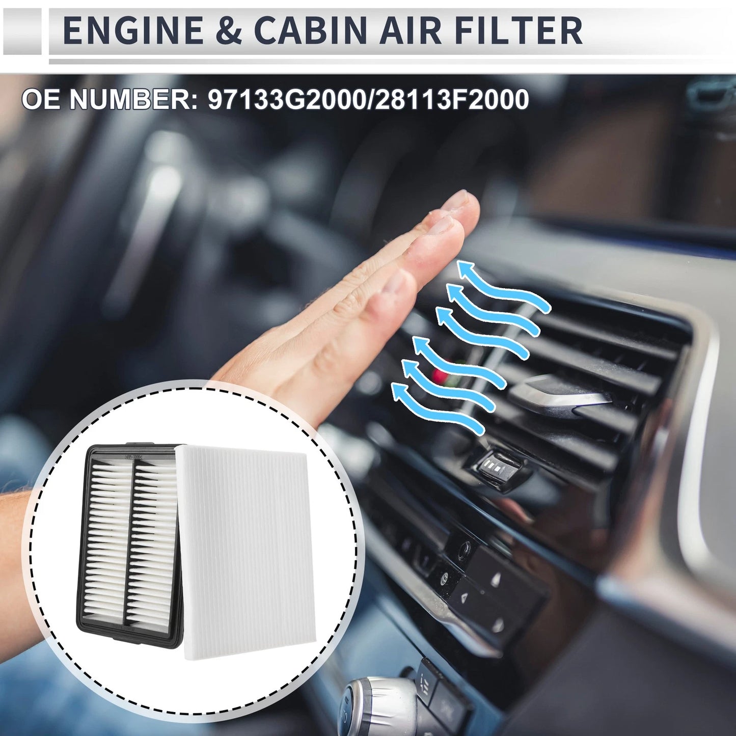Engine Cabin Air Filter Combo for Hyundai Elantra (2017-2020)