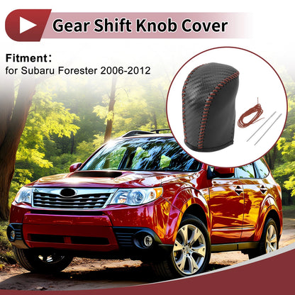 Subaru Forester Gear Shift Knob Cover 2006-2012 Black Brown Faux Leather