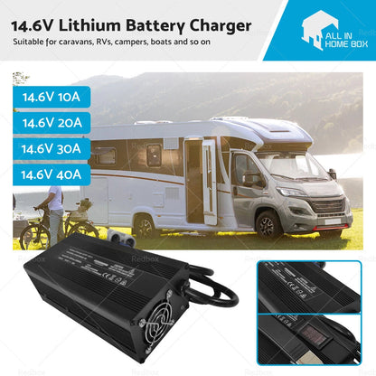30A/40A Lithium Battery Charger w/ Display for LiFePO4 (14.6V)
