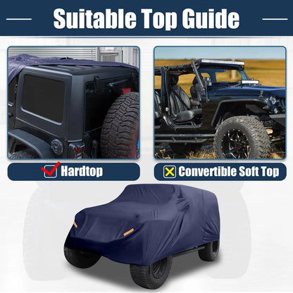 SUV Car Cover for Jeep Wrangler JK JL 2 Door 2007-2021 Waterproof Navy Blue