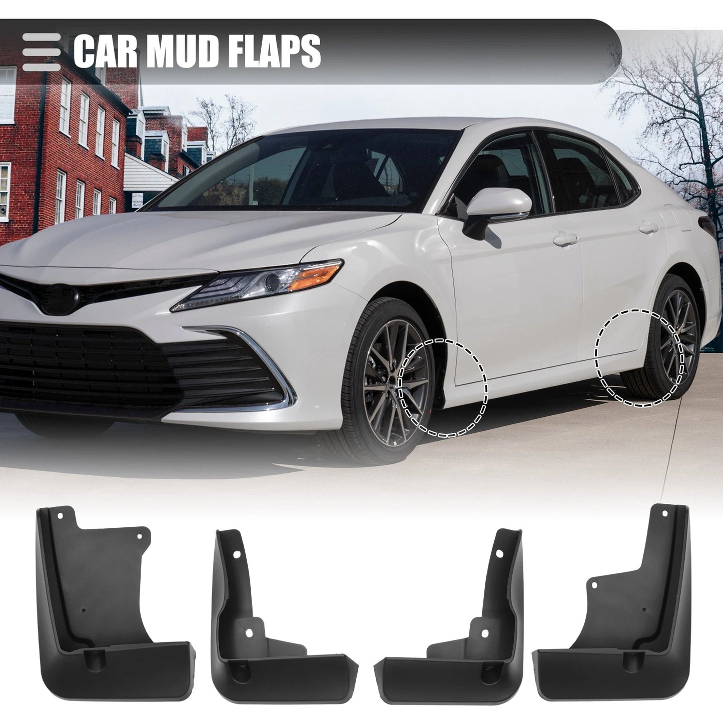 Mud Flaps Splash Guards with Screw Black for Toyota Camry (2018–2022)
