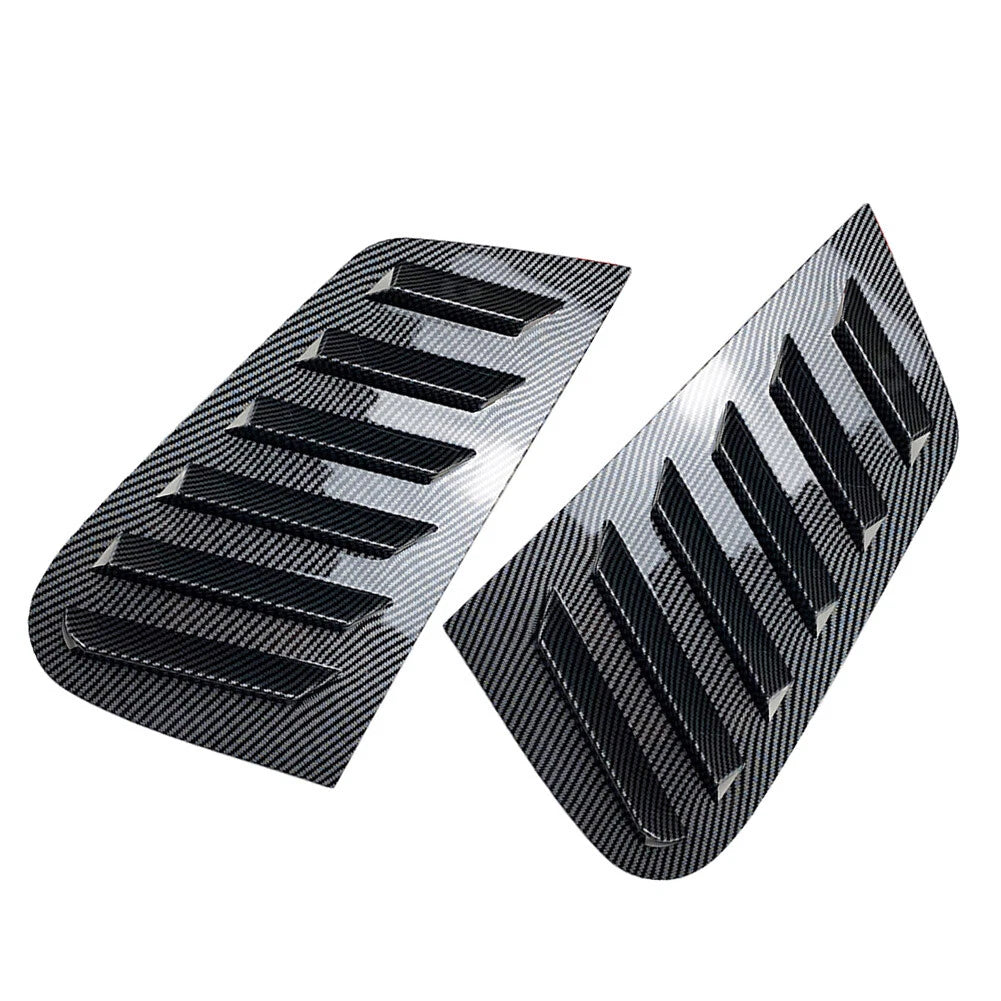 Rear Window Louver Vent Cover Trim for VW Polo 2001-2009 Carbon Fiber Black