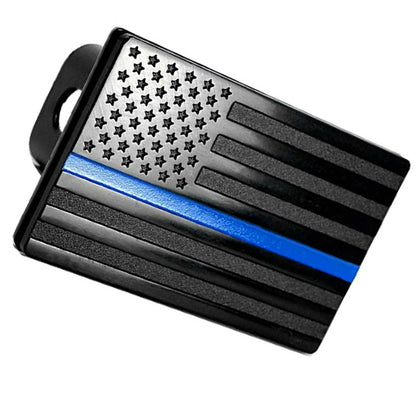 2" Receiver Tow Trailer Hitch Cover - Thin Blue Line Black US Flag for Truck