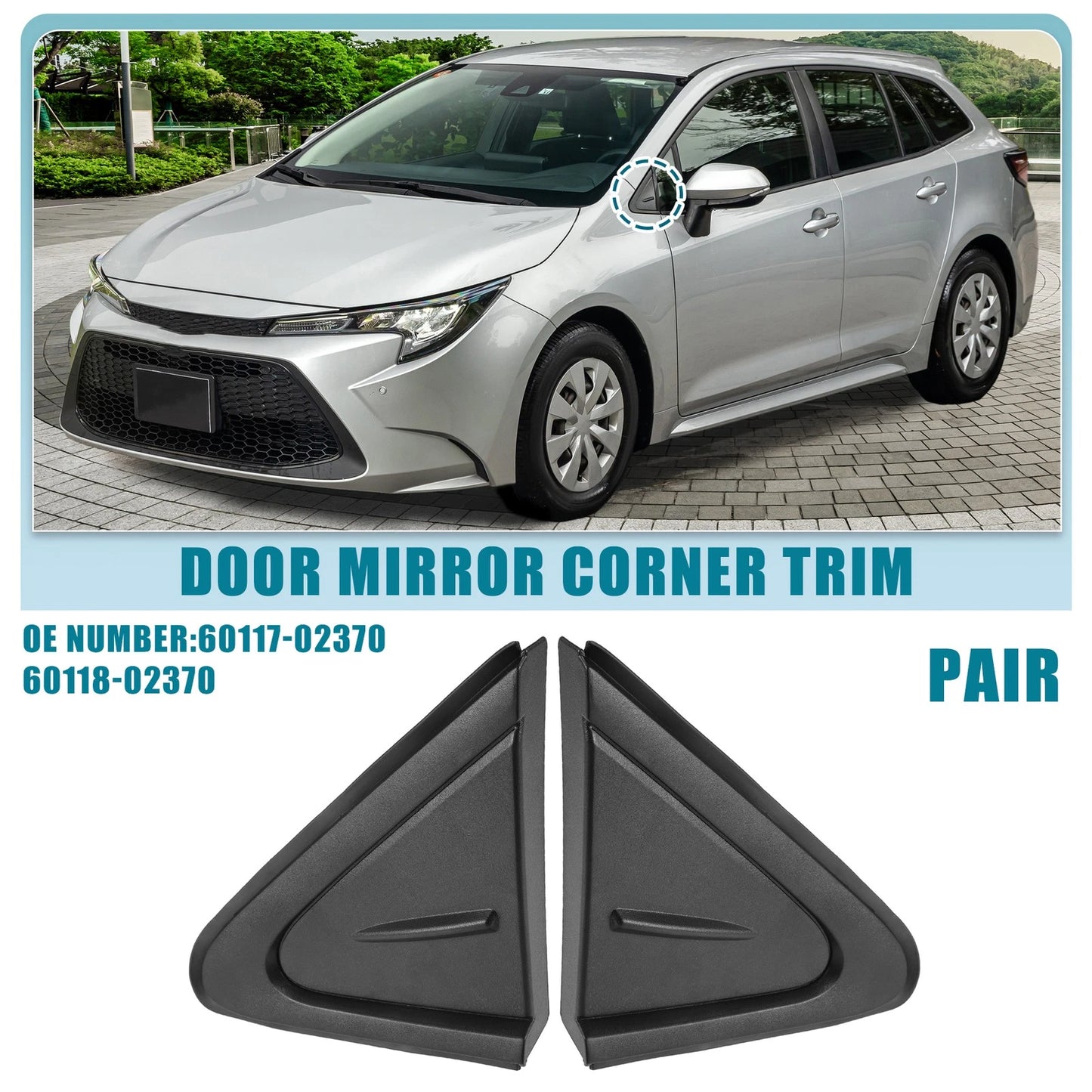 1 Pair Front Left Right Door Mirror Corner for Toyota Corolla (2019–2021)