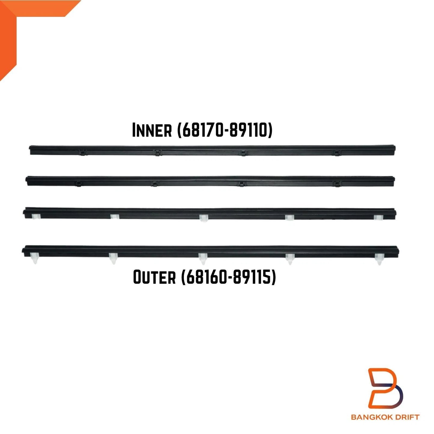 4pc Weatherstrip Door Belt for Toyota Hilux LN65 LN56 LN60 (1984-1988)