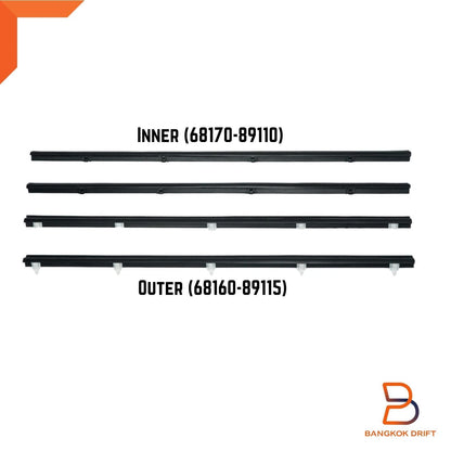 4pc Weatherstrip Door Belt for Toyota Hilux LN65 LN56 LN60 (1984-1988)