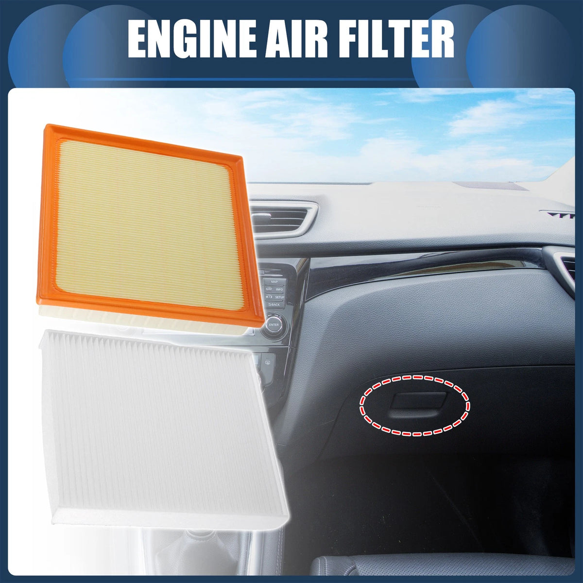 Engine Air Filter Set No.1780125020 for Toyota Camry RAV4 (2018-2023)