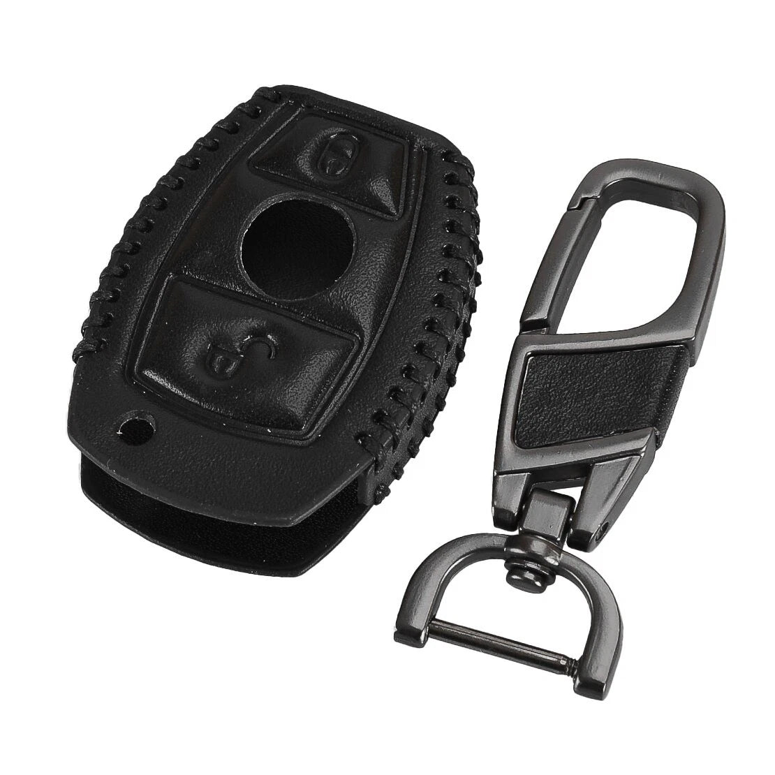 Black PU Leather Key Fob Cover for Benz A B C E G R Class CLS GL