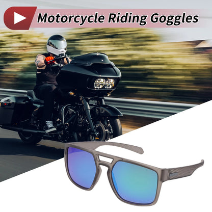 Set Motorcycle Riding Goggles Green Lens Gray Frame Tri-Acetyl Cellulos