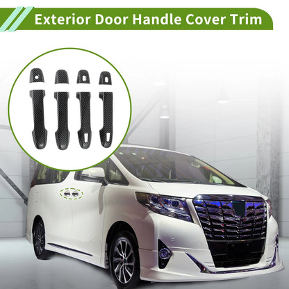 Carbon Fiber Black Exterior Door Handle Cover Trim for Toyota Alphard (2015-2021)