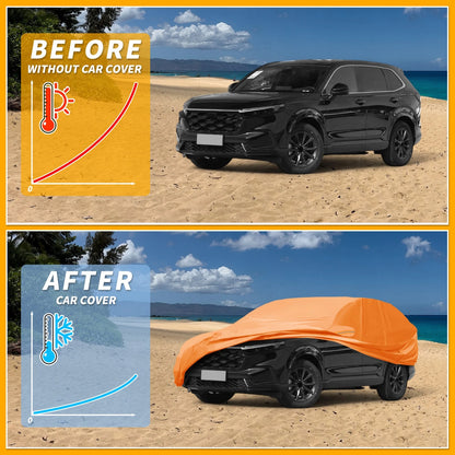 Waterproof All Weather Car Cover for Honda CR-V (2017-2023) - Orange 210D-PU