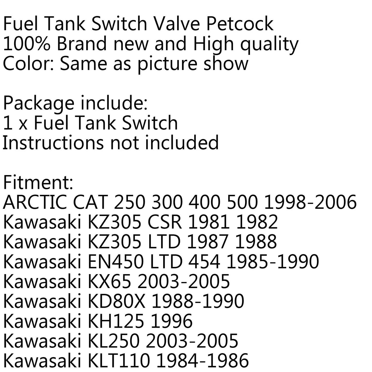 Fuel Tap for Yamaha YFB YFM 250 YFZ 450 350 YZ400 (1998)