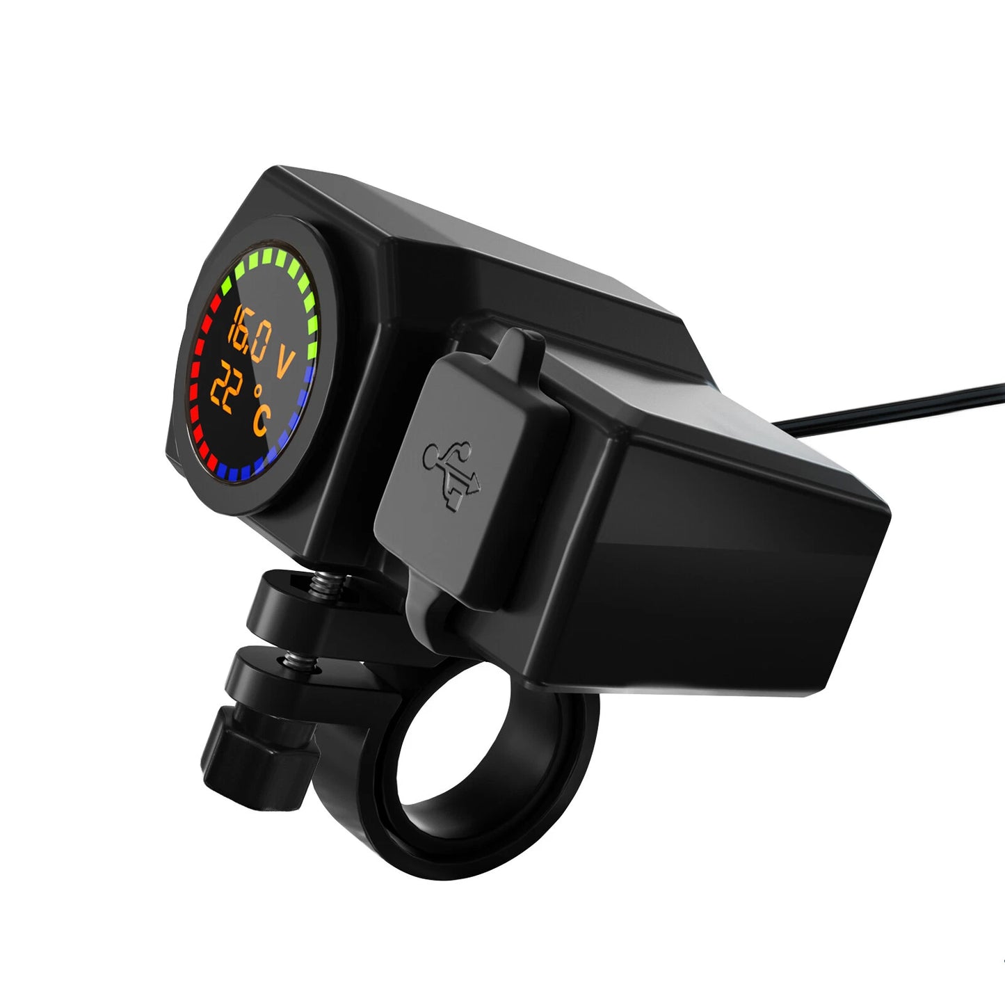Volt Meter Phone Charge Mount Temperature Gauge for Motorcycle