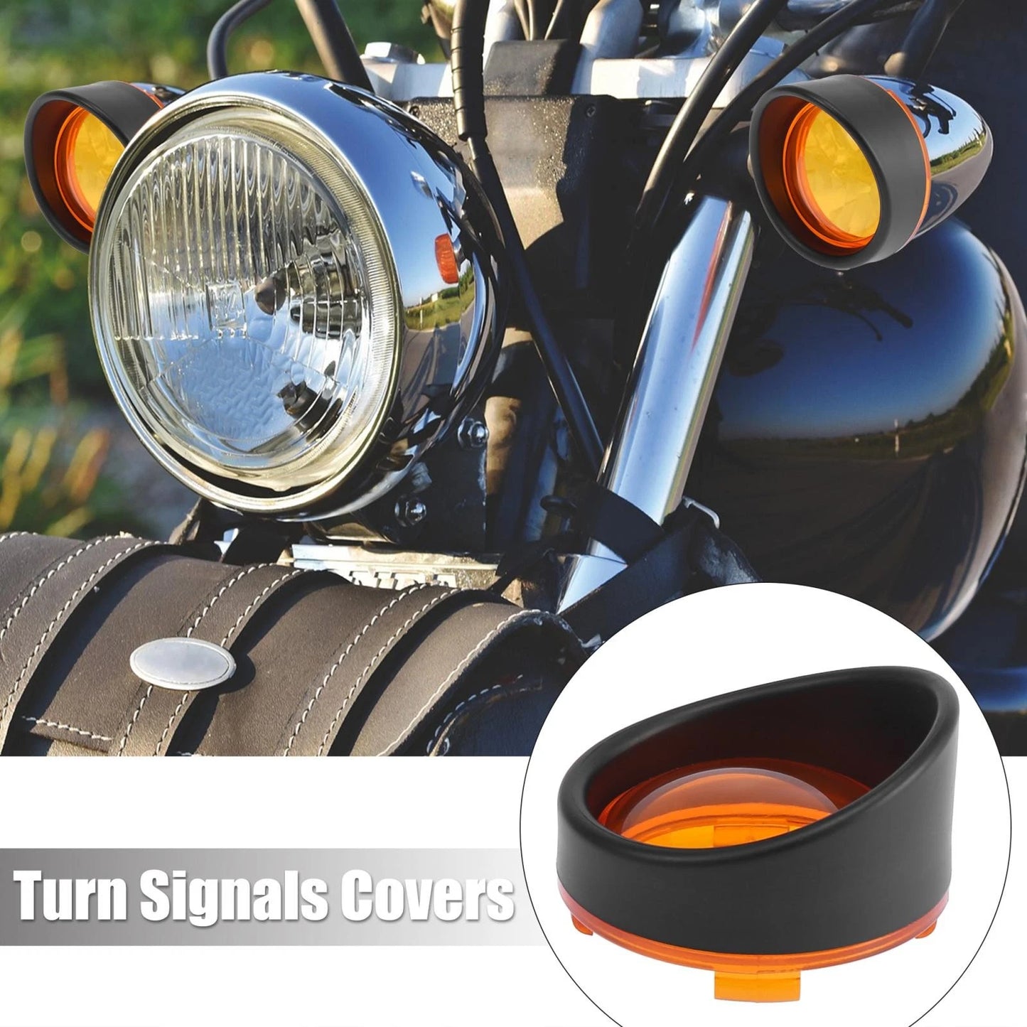 2 x Black Yellow Turn Signals Light Lens Covers for Harley-Davidson Touring