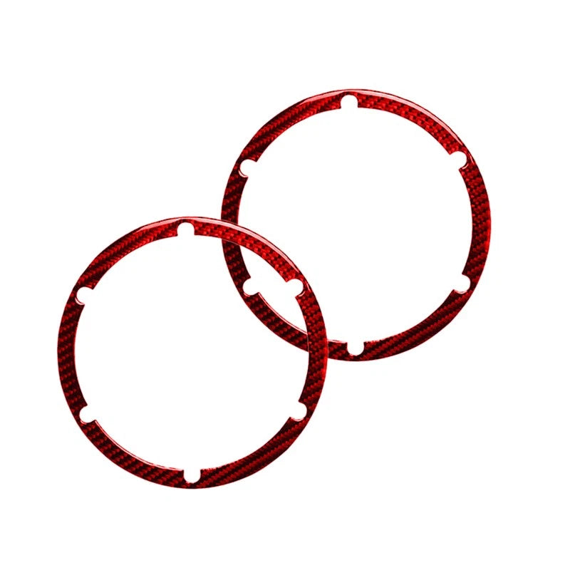 Red Carbon Fiber Rear Audio Speaker Ring Covers for Nissan 350Z (2003-2009)