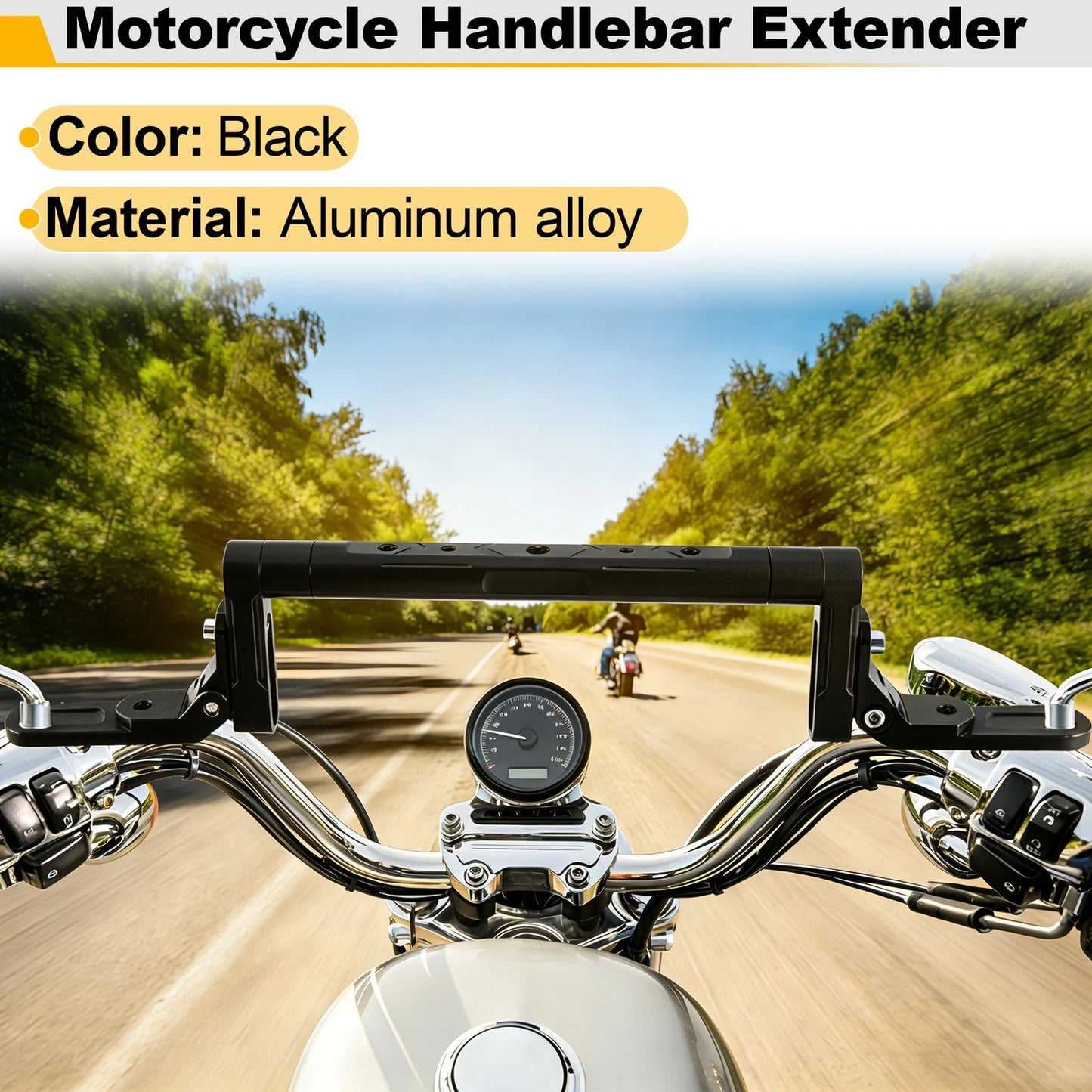 Balance Handle Bar Extender Bracket Center Hole Black for Motorcycle