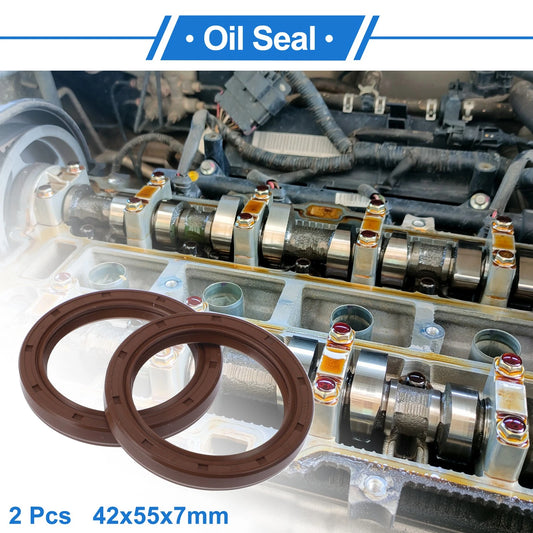Oil Seal / 2 x 42x55x7mm / Rotary Shaft Seal FKM Rubber Brown for Car