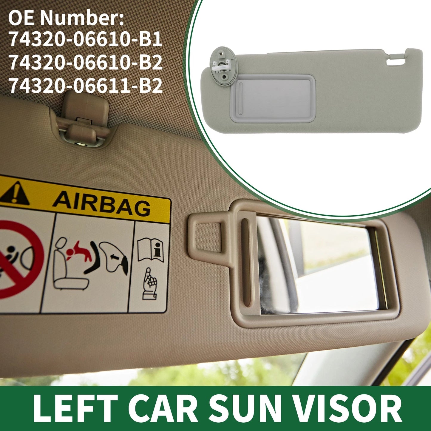 Left Sun Visor with Mirror for Toyota Camry (2012-2017)