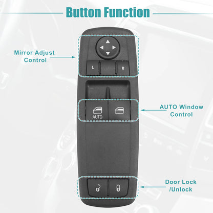 Front Power Window Switch Control for Chrysler 7-Button Black